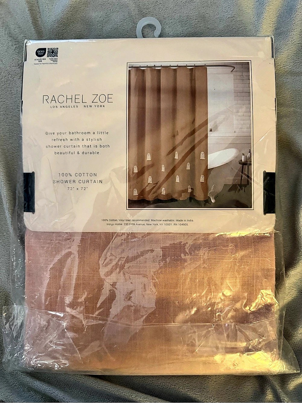 Rachel Zoe Ghost Shower Curtain Pink & Brown